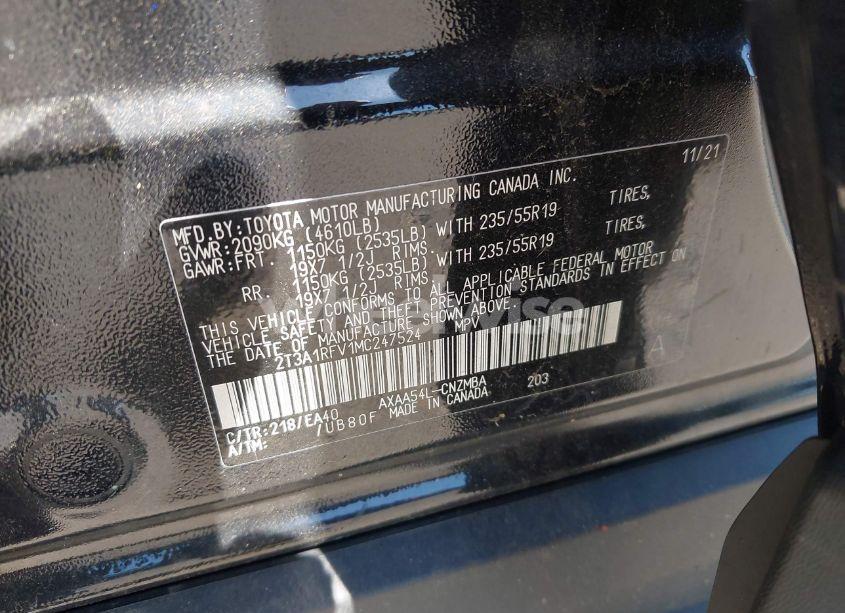 Photo 9 of 2021 Toyota Rav4 XLE PREMIUM (VIN 2T3A1RFV1MC247524)