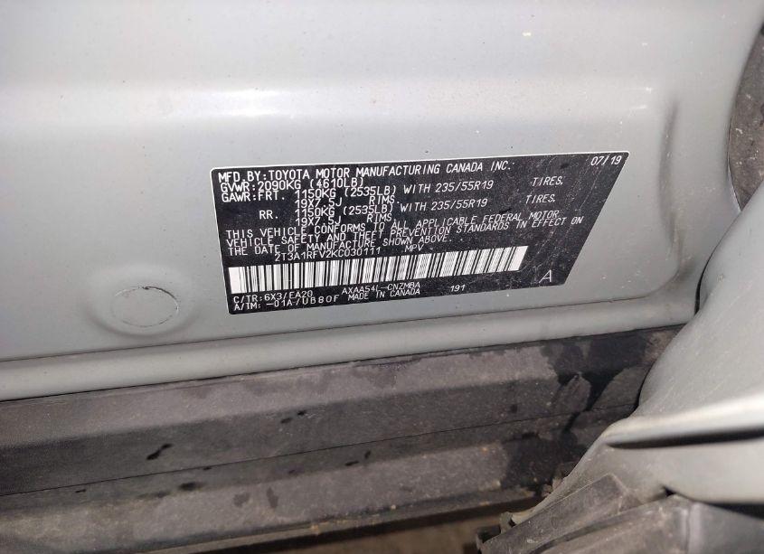 Photo 9 of 2019 Toyota Rav4 XLE PREMIUM (VIN 2T3A1RFV2KC030111)