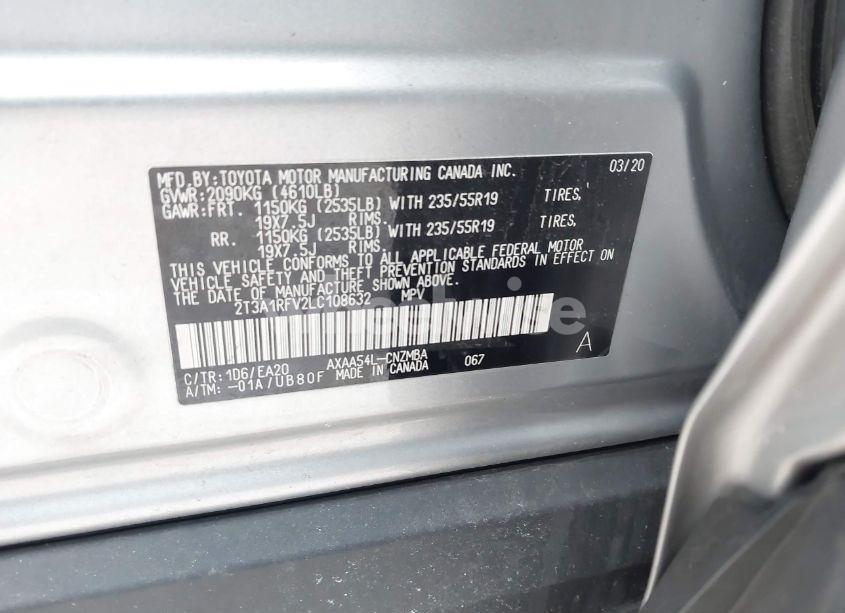 Photo 9 of 2020 Toyota Rav4 XLE PREMIUM (VIN 2T3A1RFV2LC108632)
