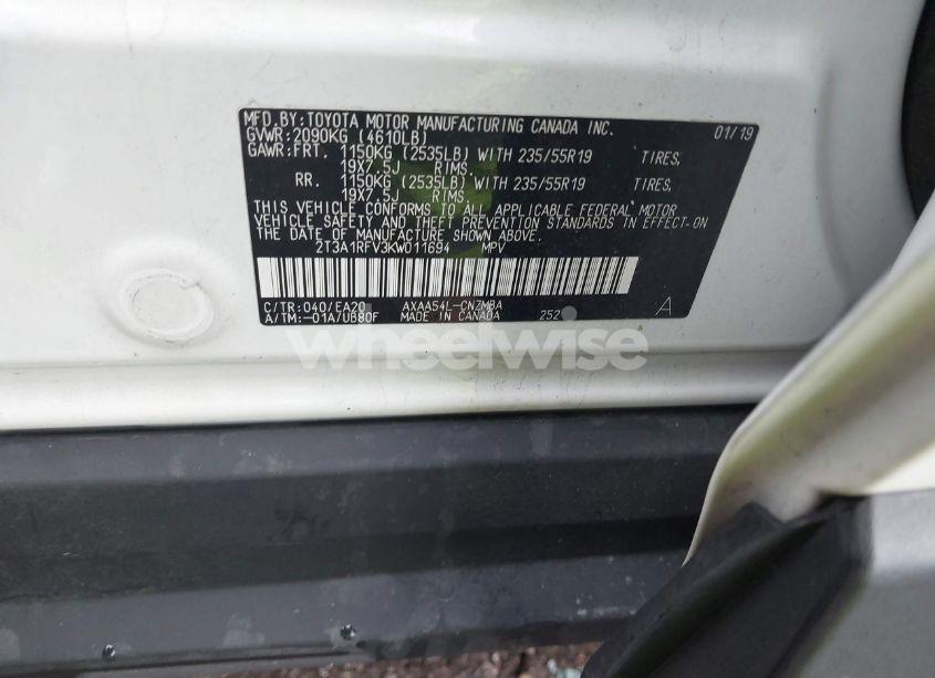 Photo 9 of 2019 Toyota Rav4 XLE PREMIUM (VIN 2T3A1RFV3KW011694)