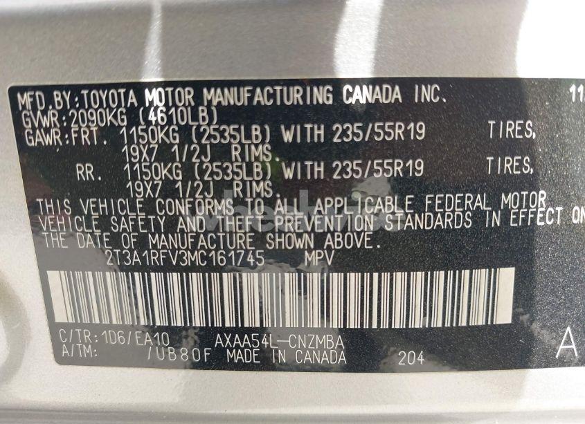 Photo 9 of 2021 Toyota Rav4 XLE PREMIUM (VIN 2T3A1RFV3MC161745)