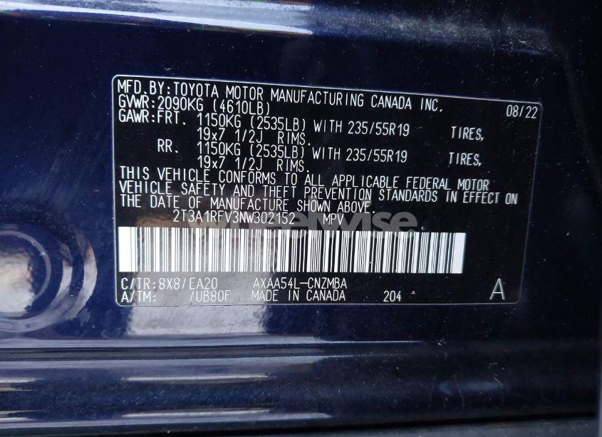 Photo 9 of 2022 Toyota Rav4 XLE PREMIUM (VIN 2T3A1RFV3NW302152)