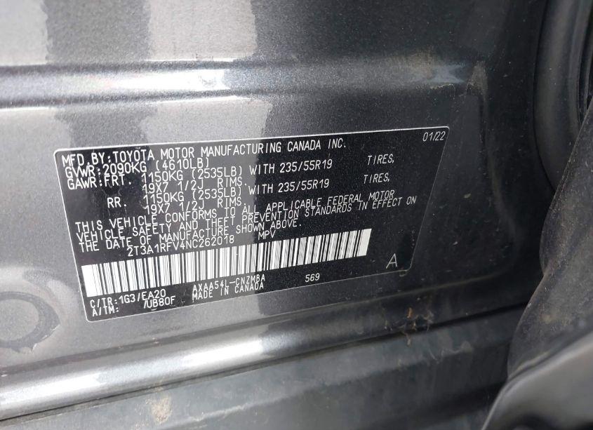 Photo 9 of 2022 Toyota Rav4 XLE PREMIUM (VIN 2T3A1RFV4NC262018)