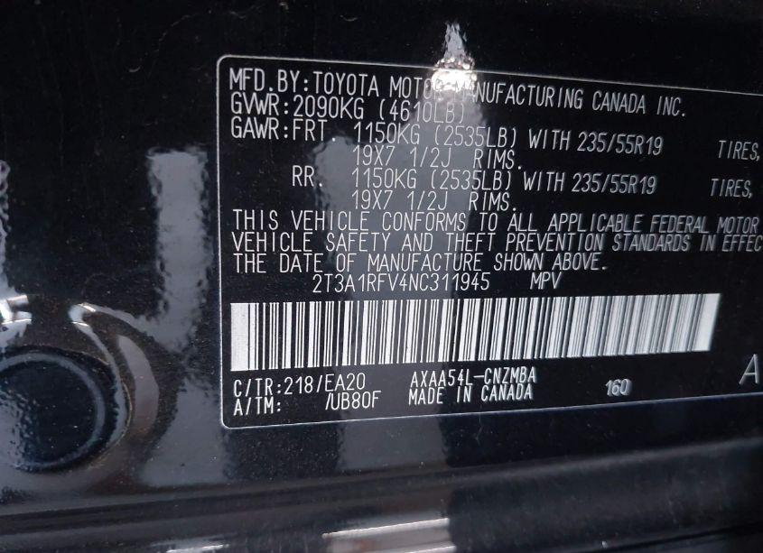 Photo 9 of 2022 Toyota Rav4 XLE PREMIUM (VIN 2T3A1RFV4NC311945)