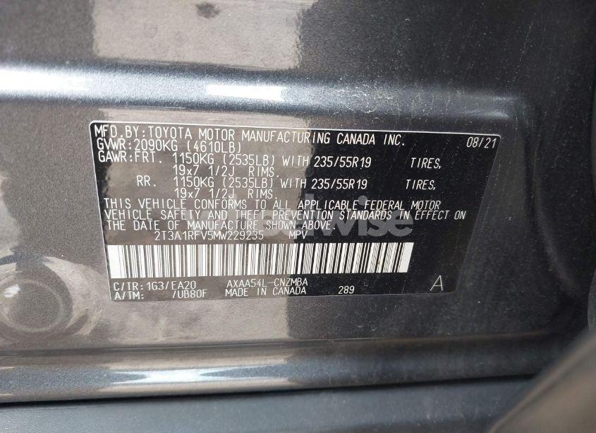 Photo 9 of 2021 Toyota Rav4 XLE PREMIUM (VIN 2T3A1RFV5MW229235)