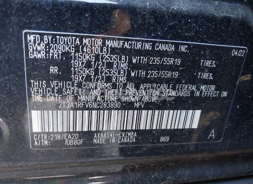 Photo 9 of 2022 Toyota Rav4 XLE PREMIUM (VIN 2T3A1RFV6NC283890)
