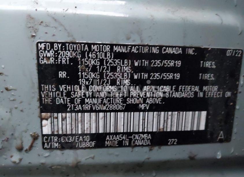 Photo 9 of 2022 Toyota Rav4 XLE PREMIUM (VIN 2T3A1RFV6NW288067)