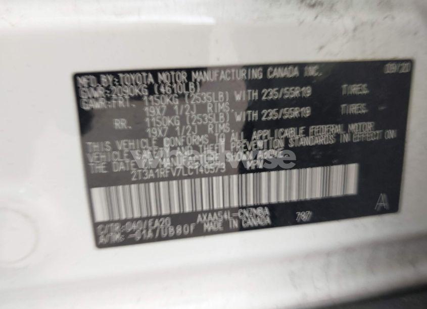 Photo 9 of 2020 Toyota Rav4 XLE PREMIUM (VIN 2T3A1RFV7LC140573)