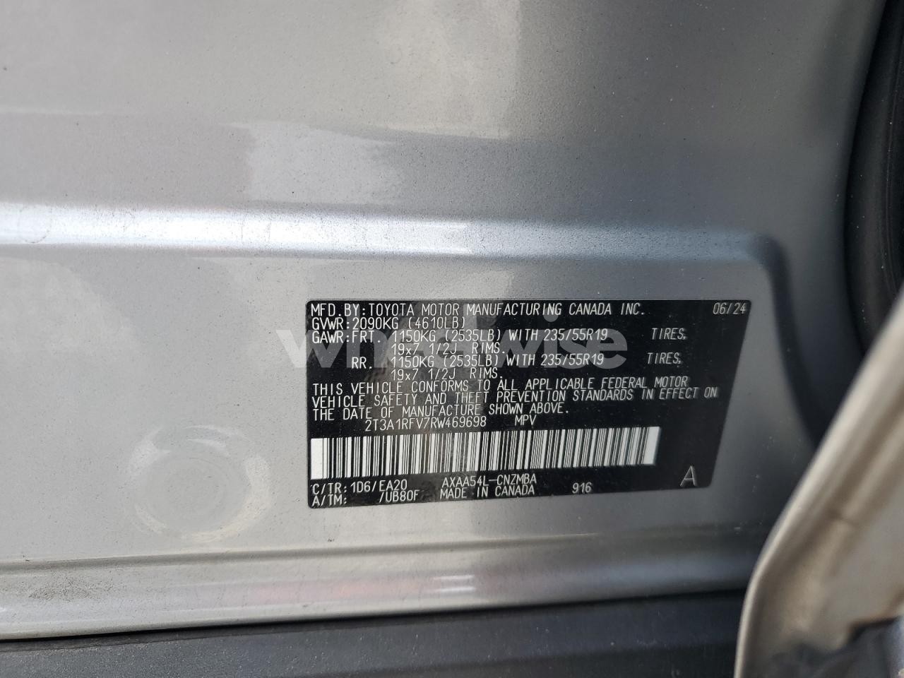 Photo 12 of 2024 TOYOTA RAV4 XLE PREMIUM (VIN 2T3A1RFV7RW469698)