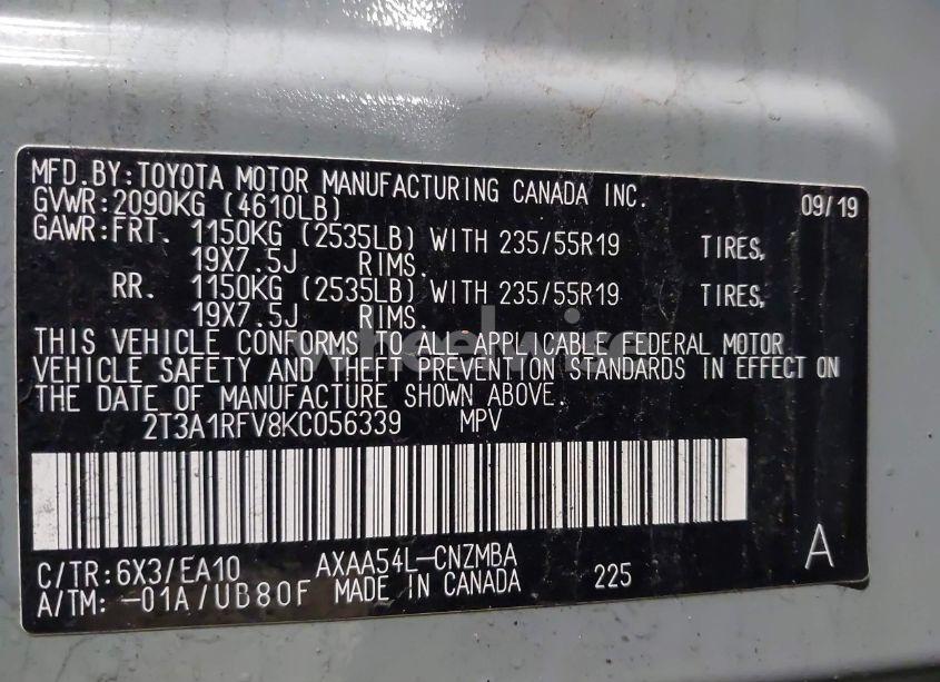 Photo 9 of 2019 Toyota Rav4 XLE PREMIUM (VIN 2T3A1RFV8KC056339)