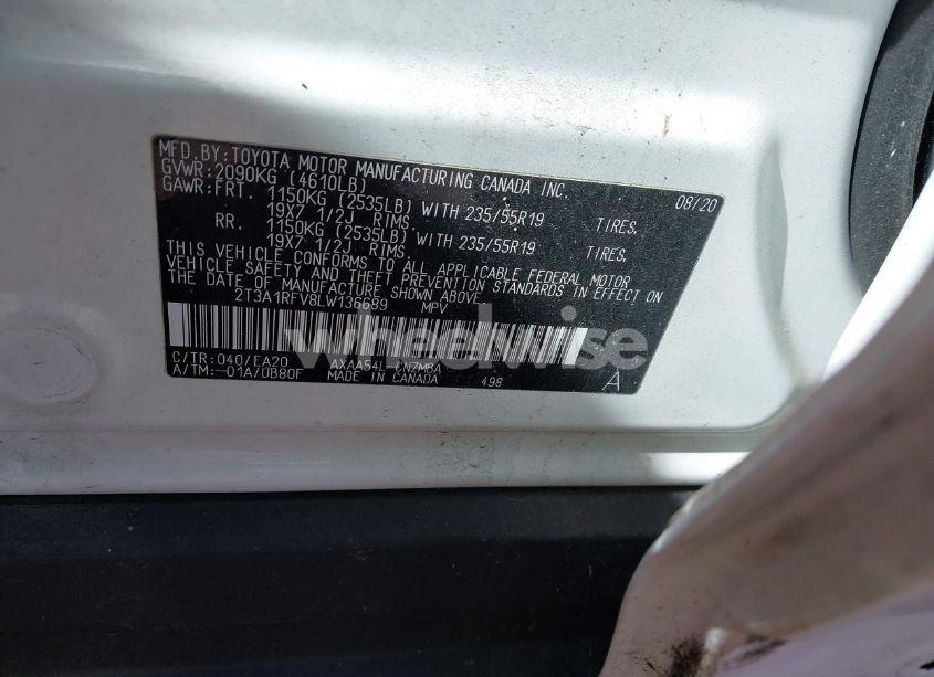 Photo 9 of 2020 Toyota Rav4 XLE PREMIUM (VIN 2T3A1RFV8LW136689)