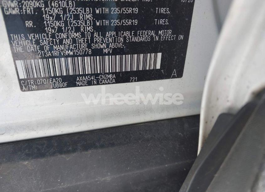 Photo 9 of 2021 Toyota Rav4 XLE PREMIUM (VIN 2T3A1RFV9MW150778)