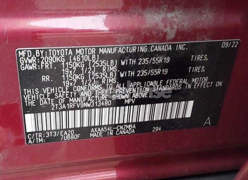 Photo 9 of 2022 Toyota Rav4 XLE PREMIUM (VIN 2T3A1RFV9NW313480)