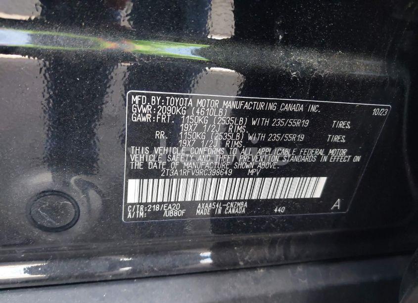 Photo 9 of 2024 Toyota Rav4 XLE PREMIUM (VIN 2T3A1RFV9RC398649)