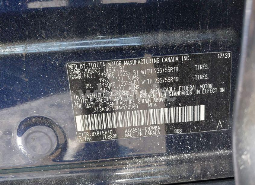 Photo 9 of 2021 Toyota Rav4 XLE PREMIUM (VIN 2T3A1RFVXMW170960)