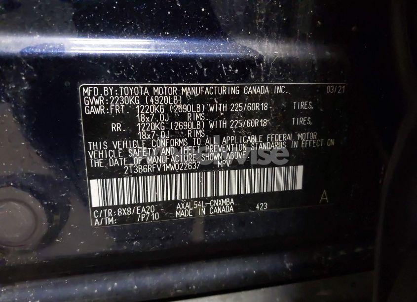 Photo 9 of 2021 Toyota Rav4 HYBRID XLE PREMIUM (VIN 2T3B6RFV1MW022637)