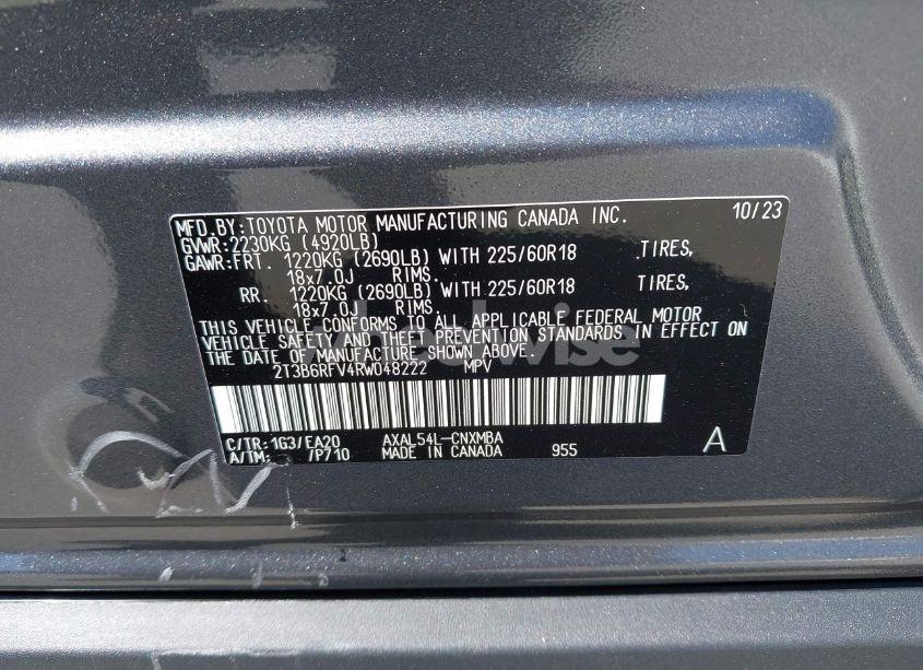 Photo 9 of 2024 Toyota Rav4 HYBRID XLE PREMIUM (VIN 2T3B6RFV4RW048222)