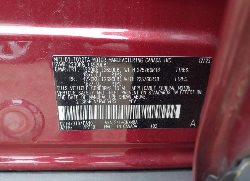 Photo 9 of 2024 Toyota Rav4 HYBRID XLE PREMIUM (VIN 2T3B6RFV4RW054831)