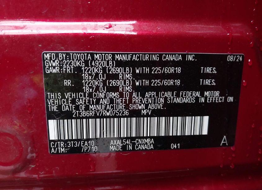 Photo 9 of 2024 Toyota Rav4 HYBRID XLE PREMIUM (VIN 2T3B6RFV7RW075236)