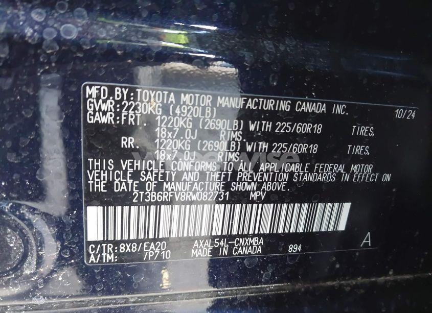 Photo 9 of 2024 Toyota Rav4 HYBRID XLE PREMIUM (VIN 2T3B6RFV8RW082731)