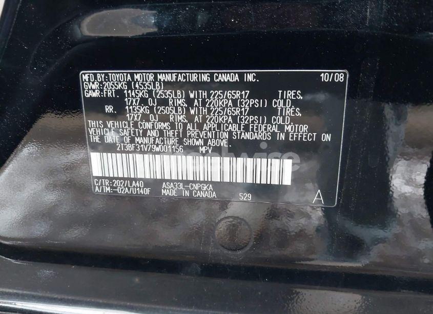 Photo 9 of 2009 Toyota Rav4 LIMITED (VIN 2T3BF31V79W001156)