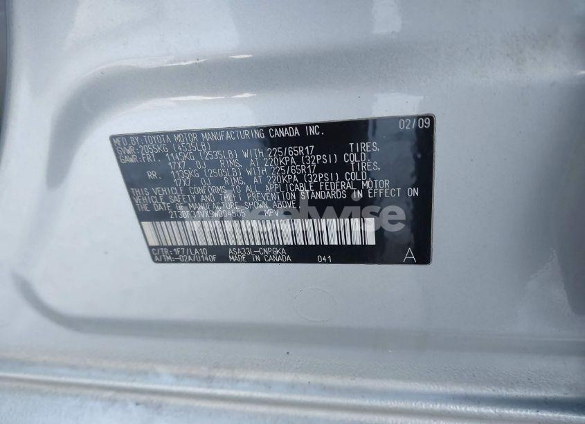 Photo 9 of 2009 Toyota Rav4 LIMITED (VIN 2T3BF31VX9W004505)