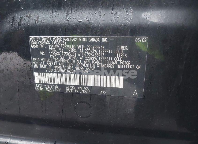 Photo 9 of 2009 Toyota Rav4 (VIN 2T3BF33V09W014201)