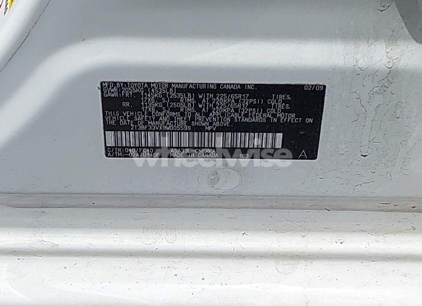 Photo 9 of 2009 Toyota Rav4 (VIN 2T3BF33VX9W005599)