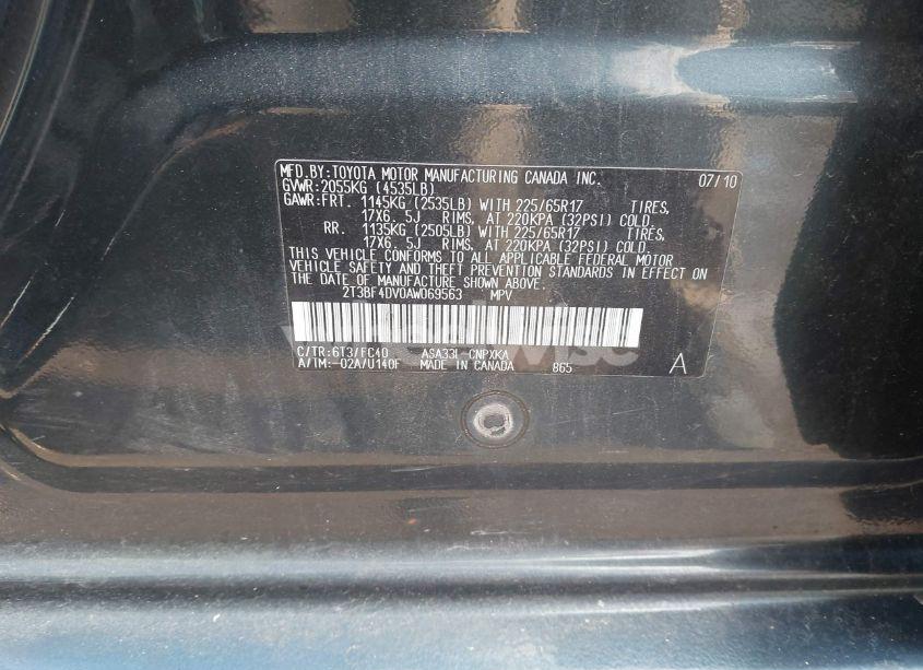 Photo 9 of 2010 Toyota Rav4 (VIN 2T3BF4DV0AW069563)
