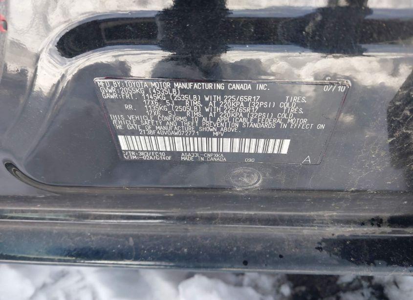 Photo 9 of 2010 Toyota Rav4 (VIN 2T3BF4DV0AW072771)