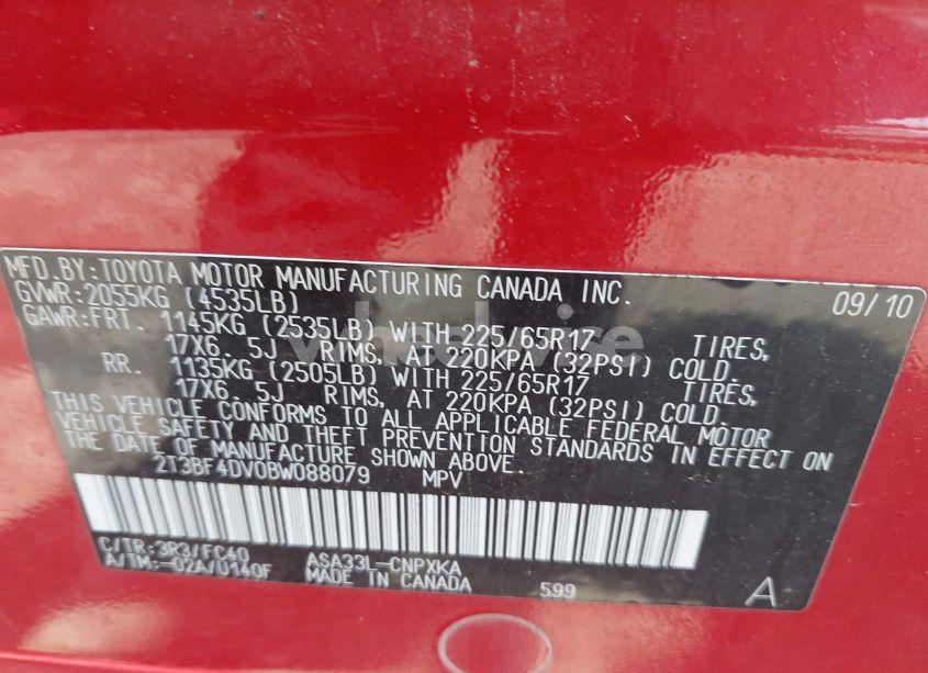 Photo 9 of 2011 Toyota Rav4 (VIN 2T3BF4DV0BW088079)