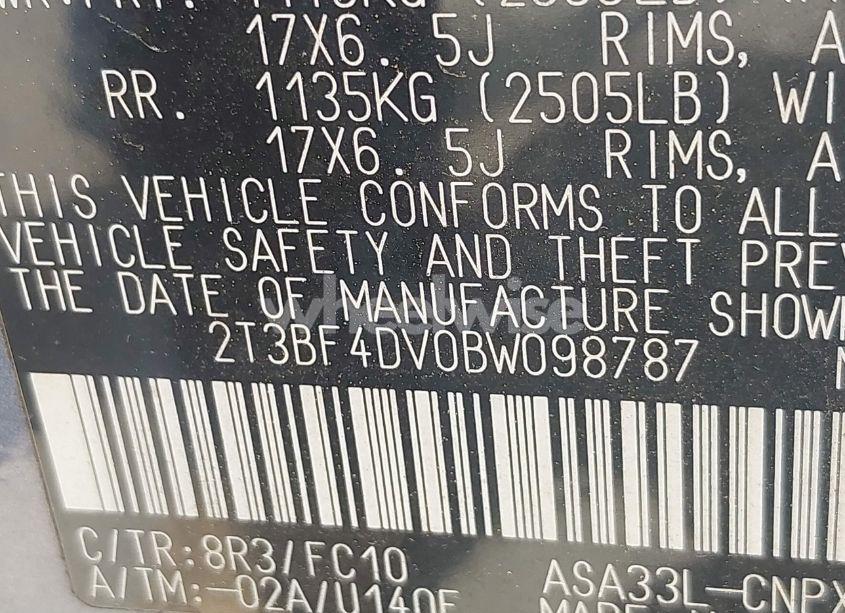 Photo 9 of 2011 Toyota Rav4 (VIN 2T3BF4DV0BW098787)