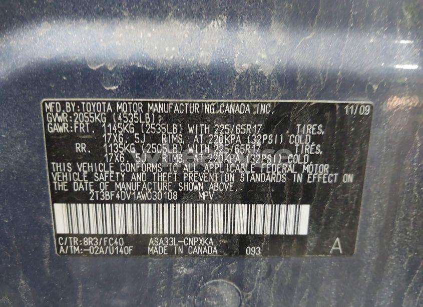 Photo 9 of 2010 Toyota Rav4 (VIN 2T3BF4DV1AW030108)