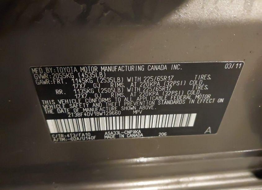 Photo 9 of 2011 Toyota Rav4 (VIN 2T3BF4DV1BW129660)