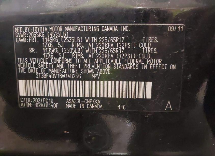 Photo 9 of 2011 Toyota Rav4 (VIN 2T3BF4DV1BW148256)