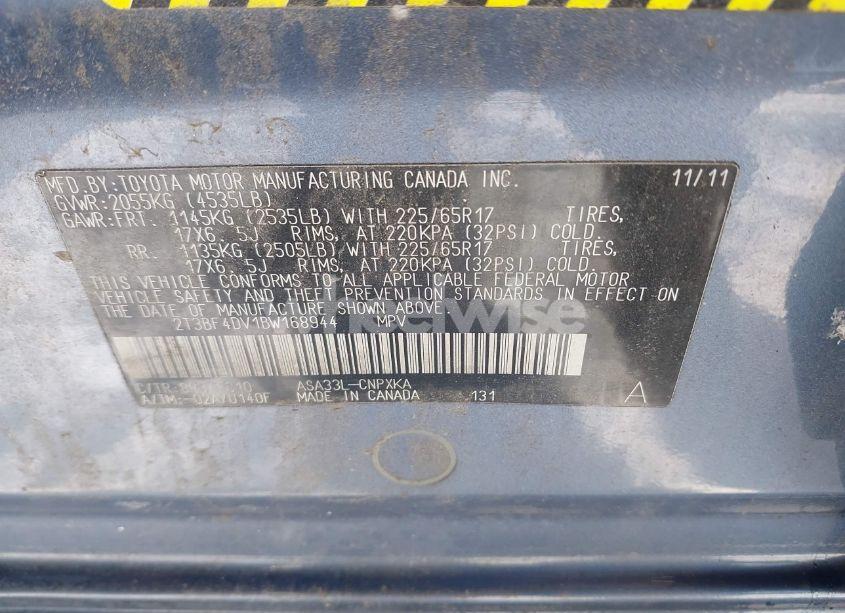 Photo 9 of 2011 Toyota Rav4 (VIN 2T3BF4DV1BW168944)