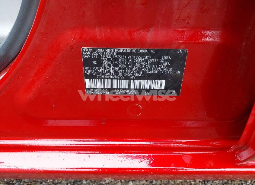 Photo 9 of 2012 Toyota Rav4 (VIN 2T3BF4DV1CW182795)