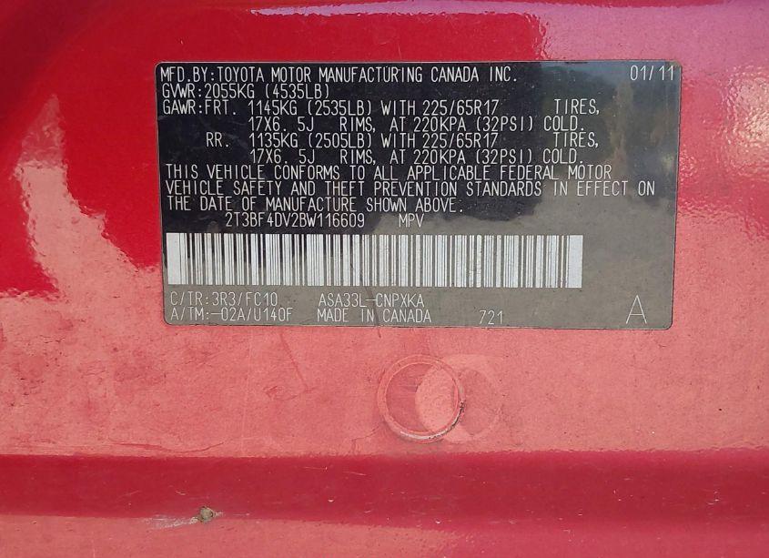 Photo 9 of 2011 Toyota Rav4 (VIN 2T3BF4DV2BW116609)