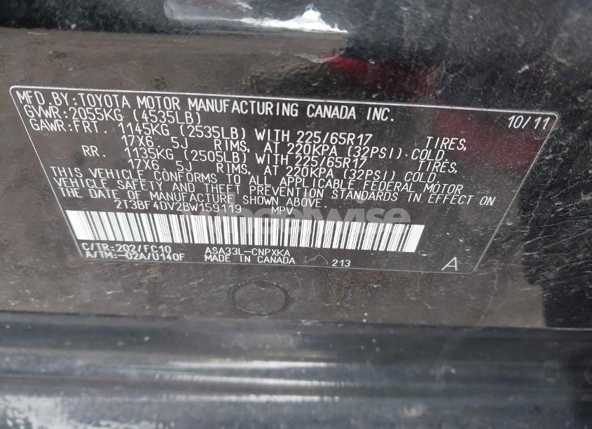 Photo 9 of 2011 Toyota Rav4 (VIN 2T3BF4DV2BW159119)