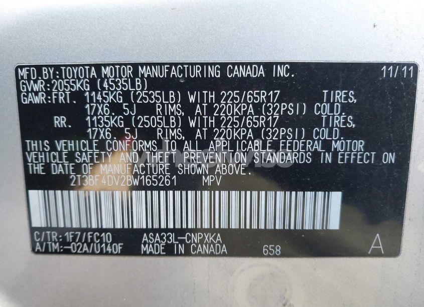 Photo 9 of 2011 Toyota Rav4 (VIN 2T3BF4DV2BW165261)