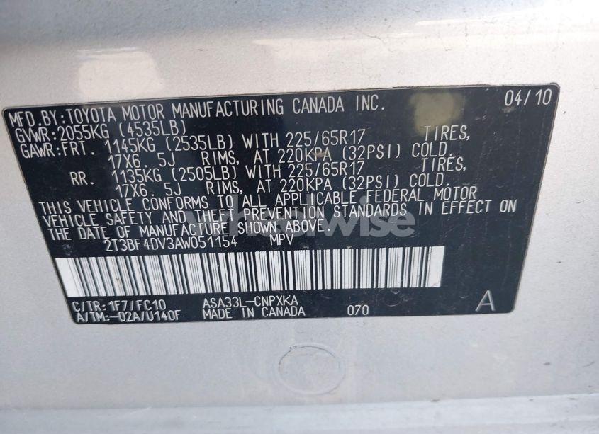 Photo 9 of 2010 Toyota Rav4 (VIN 2T3BF4DV3AW051154)