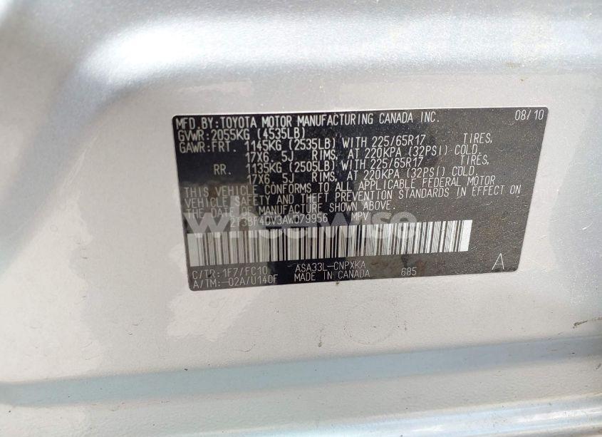 Photo 9 of 2010 Toyota Rav4 (VIN 2T3BF4DV3AW079956)