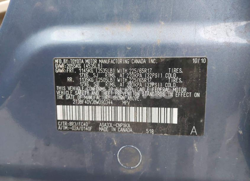 Photo 9 of 2011 Toyota Rav4 N/A (VIN 2T3BF4DV3BW090344)