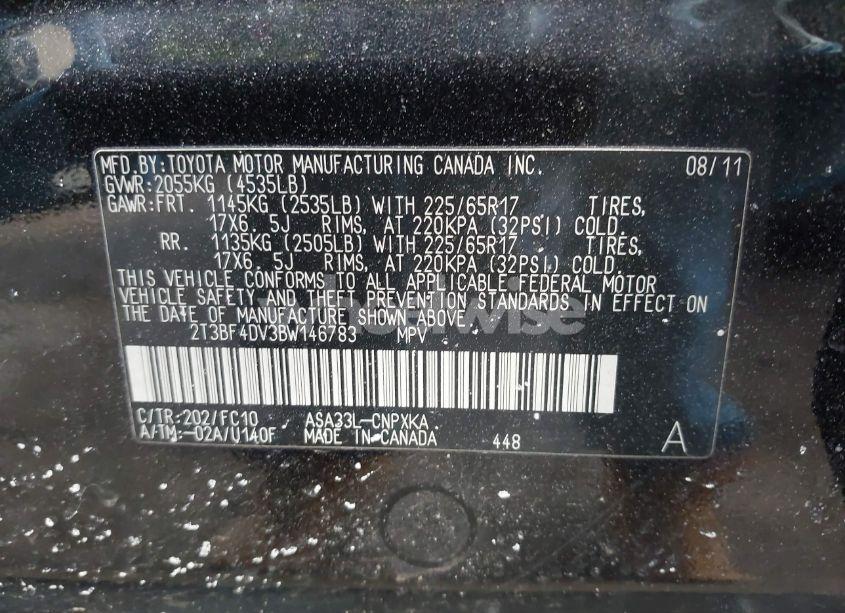 Photo 9 of 2011 Toyota Rav4 (VIN 2T3BF4DV3BW146783)