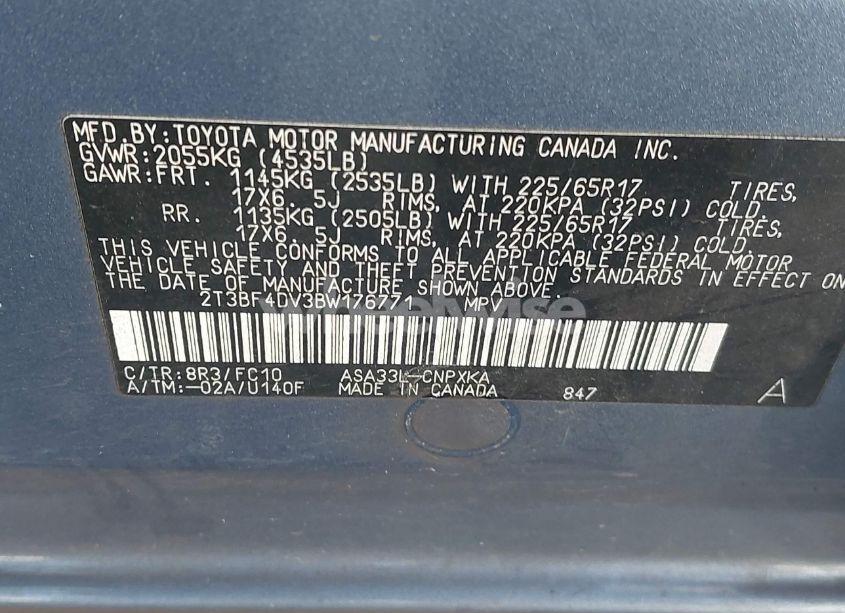 Photo 9 of 2011 Toyota Rav4 (VIN 2T3BF4DV3BW176771)