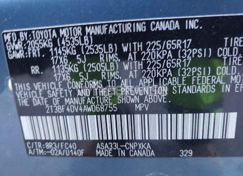 Photo 9 of 2010 Toyota Rav4 (VIN 2T3BF4DV4AW068755)