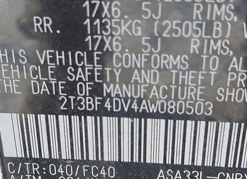 Photo 9 of 2010 Toyota Rav4 (VIN 2T3BF4DV4AW080503)