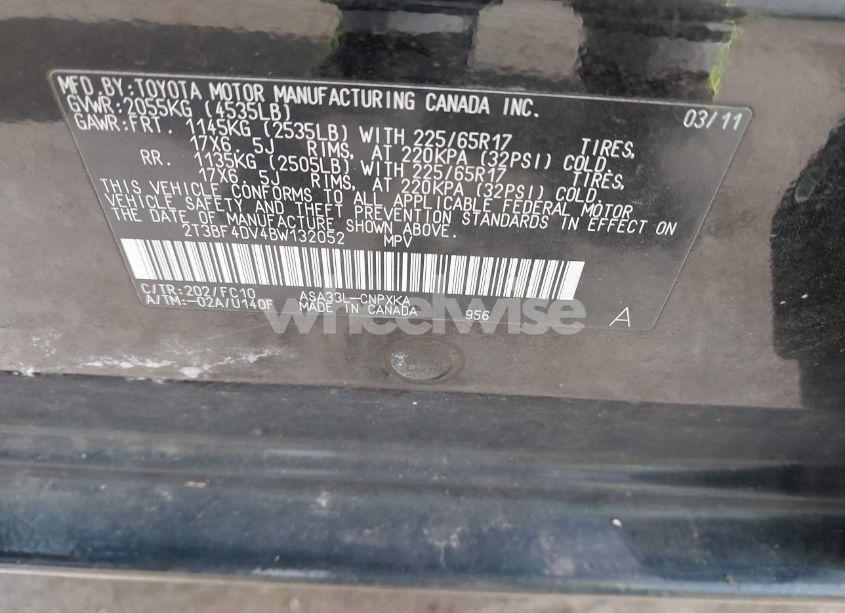 Photo 9 of 2011 Toyota Rav4 (VIN 2T3BF4DV4BW132052)