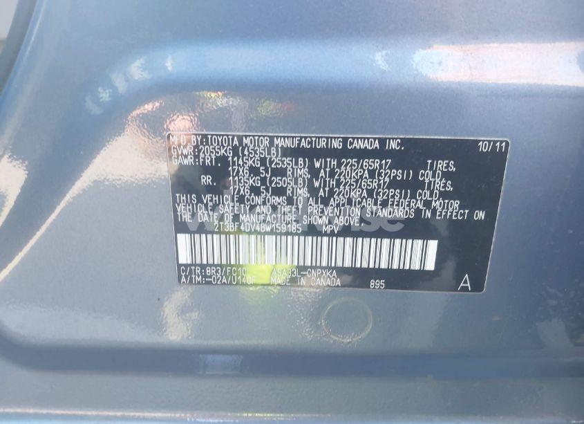 Photo 9 of 2011 Toyota Rav4 (VIN 2T3BF4DV4BW159185)