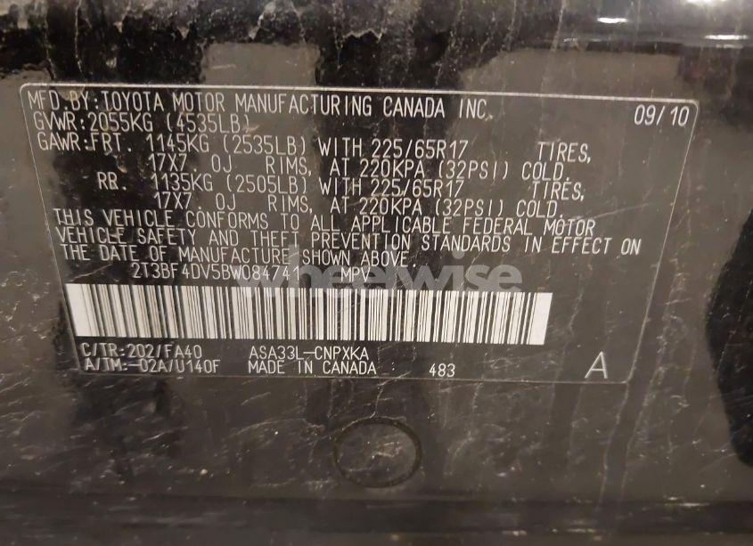 Photo 9 of 2011 Toyota Rav4 (VIN 2T3BF4DV5BW084741)